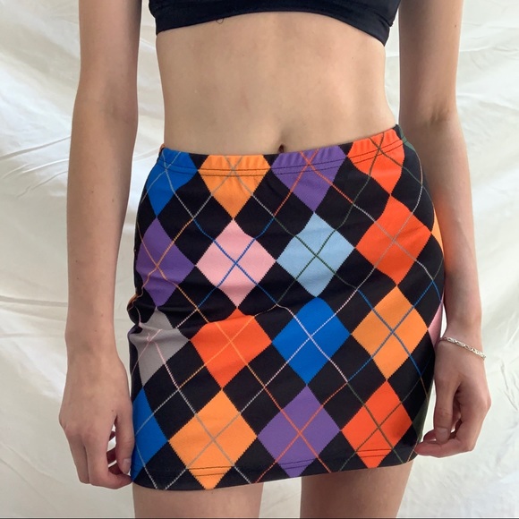 Multi Colour Argyle Pencil Skirt - Picture 2 of 5